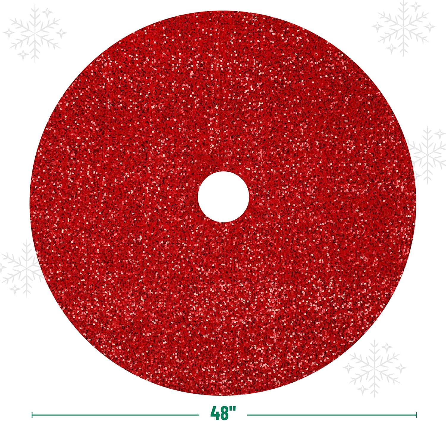 Mr. Pen- Christmas Tree Skirt, 48 inch, Red Sequin Tree Skirt